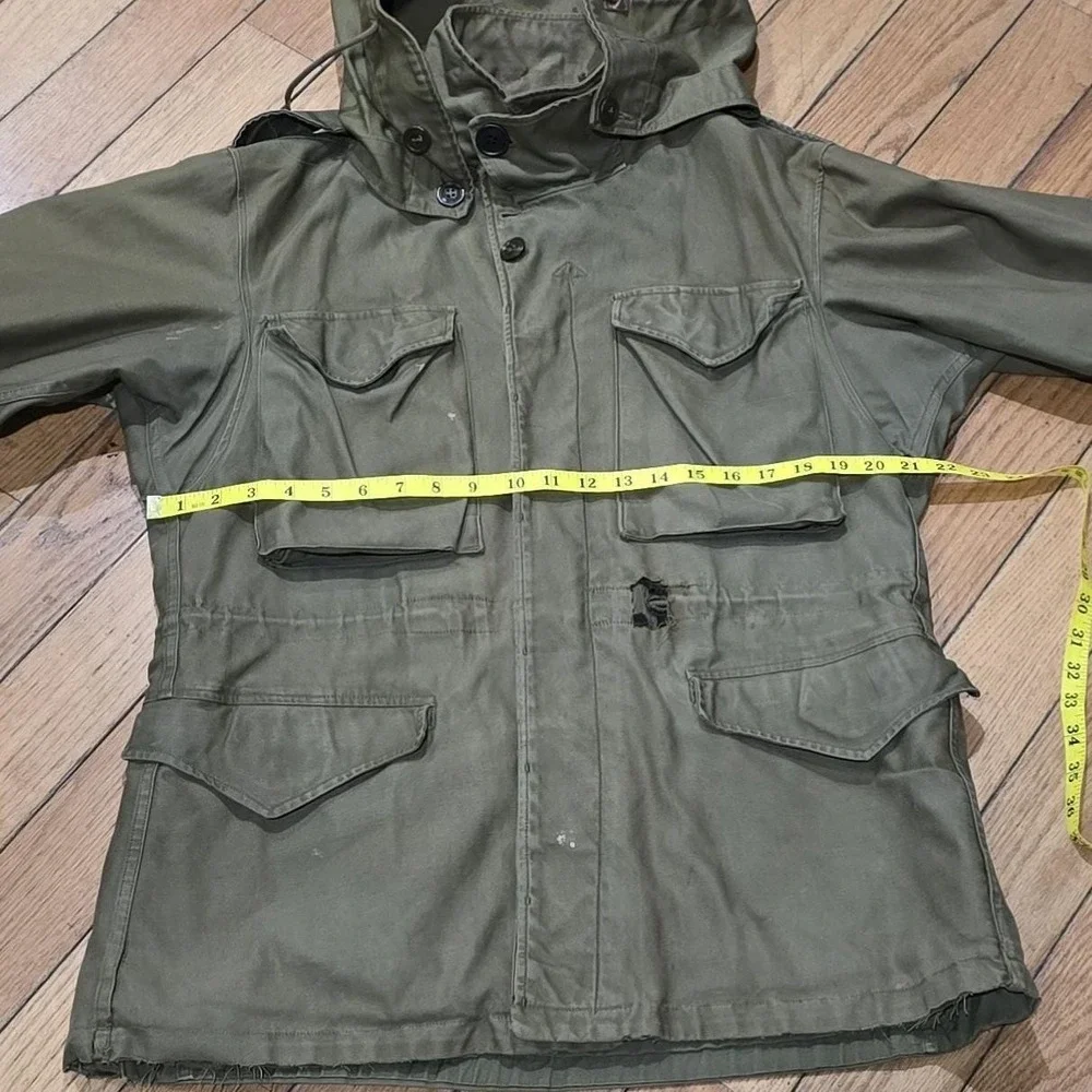 US Army Issue M-1943 M43 Field Jacket w/ Hood OD Green‎ Authentic WWII Sz Medium